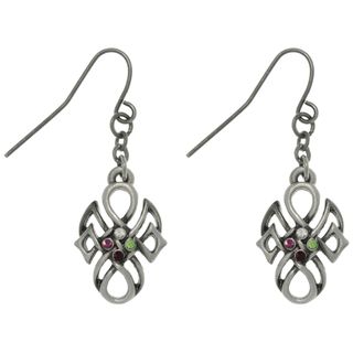CGC Pewter Rhinestone Tribal Knot Earrings Carolina Glamour Collection Pewter Earrings