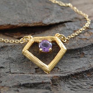 gold amethyst diamond necklace by embers semi precious and gemstone designs