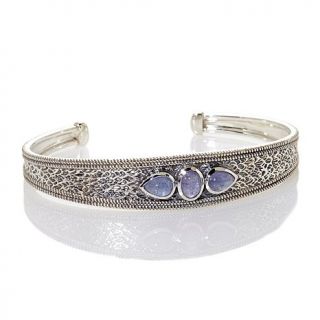 Himalayan Gems™ Gemstone Sterling Silver Textured Cuff Bracelet