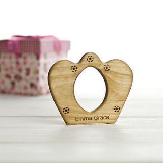 organic personalised crown teether by wooden toy gallery