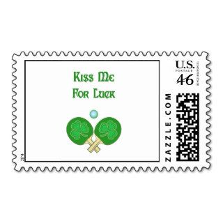 Kiss for Luck Ping Pong Postage Stamps