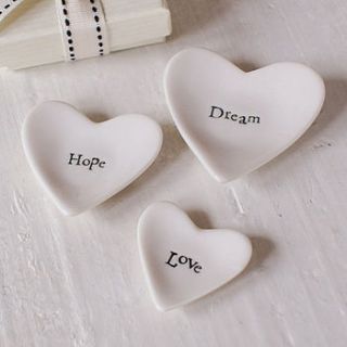 set of three ceramic hearts by the chic country home