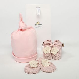 organic hat, booties & mittens baby gift set by molliemoo