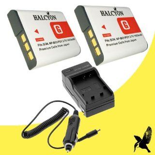 Two Halcyon 1400 mAH Lithium Ion Replacement Battery and Charger Kit for Sony Cyber shot DSC HX20V 18.2 MP Digital Camera and Sony NP BG1  Camera & Photo