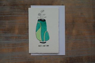 'dad's day off' golf greeting card by charlotte vallance illustration & design