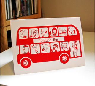 london bus child's birthday or greetings card by moonglow art