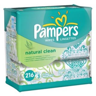 Pampers Natural Clean Baby Wipes   216 Count (3