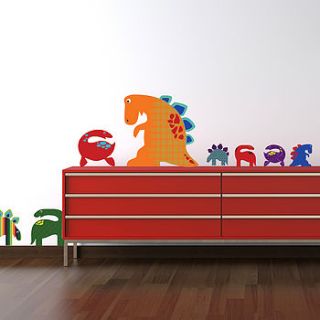 patterned dinosaurs wall sticker set by spin collective