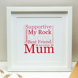 my mum/mummy personalised typographic print by spotty n stripy