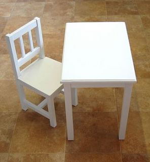 children's white wooden desk & chair by furnitoys