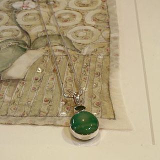 peridot and banded green agate necklace by candle and blue