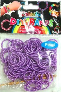 D.I.Y. Do it Yourself Bracelet Bands 100 Pearl Metallic Purple Rubber Bands with Hook Tool & Buckles Toys & Games