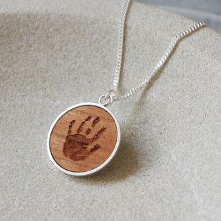 personalised wooden handprint necklace by maria allen boutique