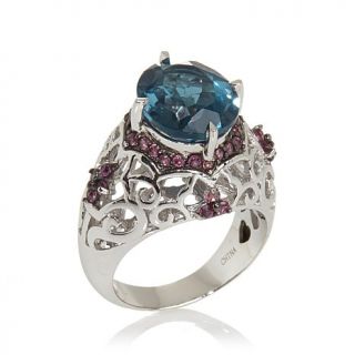 Victoria Wieck 6.91ct London Blue Topaz and Rhodolite Ring