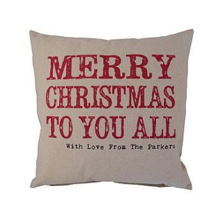 personalised merry christmas cushion by tillyanna