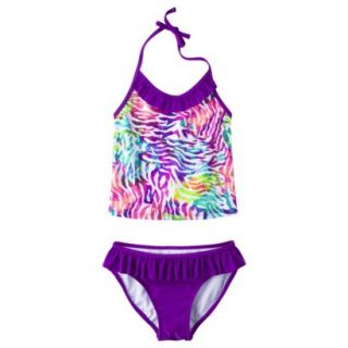 Girls 2 Piece Zebra Print Tankini Swimsuit Set