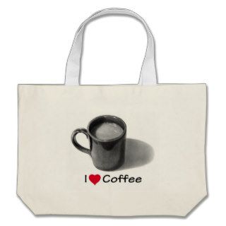I Love (Heart) Coffee Pencil Drawing Mug Bags