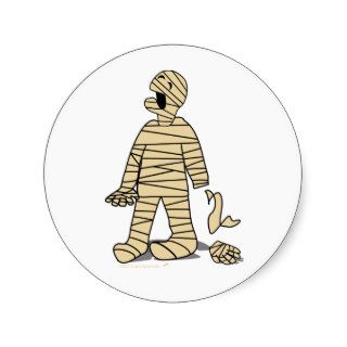 Funny Mummy Broken Hand Halloween Round Stickers