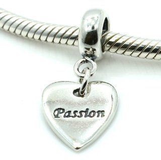 Pro Jewelry .925 Sterling Silver Dangling "Passion on Heart" Charm Bead for Snake Chain Charm Bracelets Jewelry