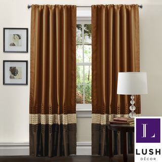 Mia Brown/Rust Pieced 84 inch Curtain Panel Pair Lush Decor Curtains