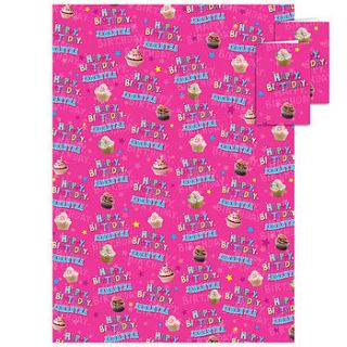 birthday cupcake personalised gift wrap by paper themes