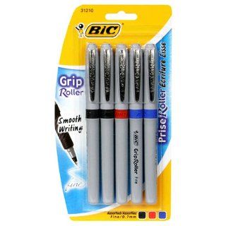 BIC Grip Roller Pen   Assorted, Six   30 Pens  Rollerball Pens 