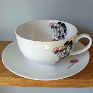 cappucino cups and saucers by joanna london print decorated ceramics