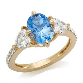 Jean Dousset 3.83ct Absolute™ and Simulated Blue Diamond 3 Stone Ring