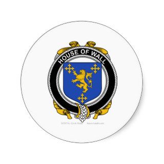 Wall Family Crest Round Stickers