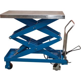 Vestil Hydraulic Elevating Cart — Manual Power, Double Scissor, 1500-Lb. Capacity, 24in. x 47 1/2in. Platform, Model# CART-1500-D-TS  Hydraulic Lift Tables   Carts