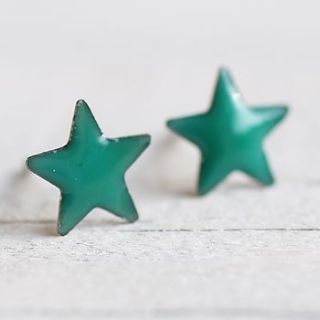 turquoise star earrings by silk purse, sow's ear