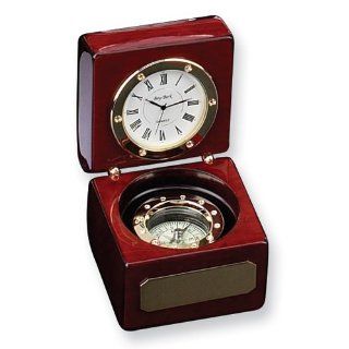 Rosewood Box with Compass and Clock Jewelry