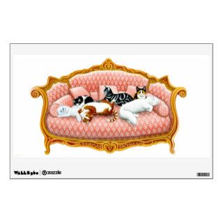Pampered Couch Snoozing House Cats Wall Skins