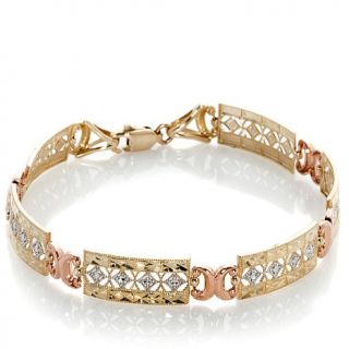 Michael Anthony Jewelry® 10K Gold Tri Color Square Link 6 3/4" Bracelet