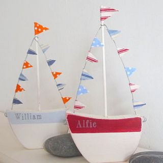 personalised boat with flags by rachel pettitt designs