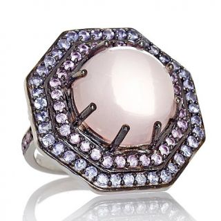 Treasures of India Rose Quartz and Gemstone Sterling Silver Ring