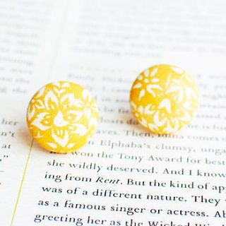 sunshine floral fabric button earrings by onetenzeroseven