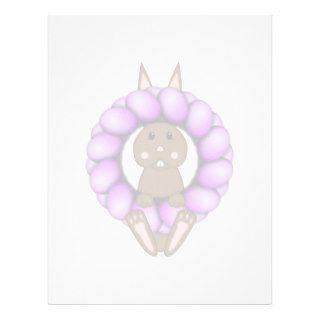 Brown Bunny And Purple Easter Wreath Letterhead