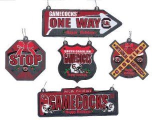South Carolina Gamecocks Metal Street Sign Christmas Ornaments 5 Pack  Decorative Hanging Ornaments  Sports & Outdoors