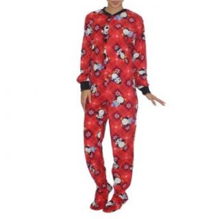 Womens One Piece Fall / Winter Fleece Footed Pajamas / Romper Large Multicolor Clothing
