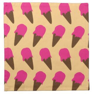 Pink ice cream pattern cloth napkins