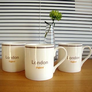 london, england bone china mug by designed