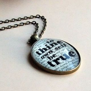 shakespeare book page quote necklace by bookishly