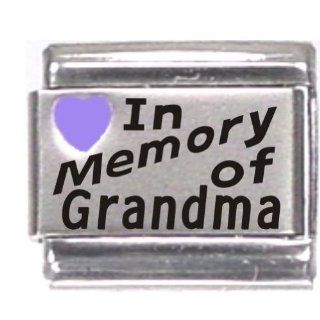 In Memory Of Grandma Purple Heart Laser Italian Charm Jewelry