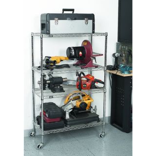 Quantum Mobile Wire Shelving Unit — 4 Shelves, 36in.W x 18in.D x 54in.H., Model# RWRC4-54-1836C-1  Mobile Wire Shelving   Carts