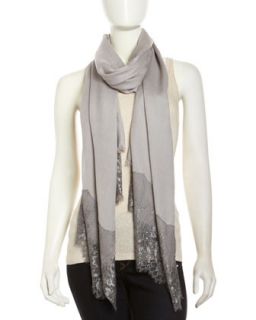 Lace Trim Scarf, Gray/Charcoal