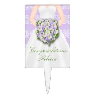 Bridal Shower Elegant Wedding Dress Personalized Cake Picks