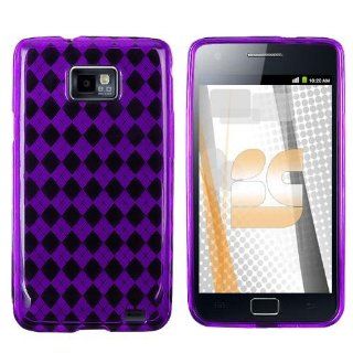 VMG Purple Premium 1 Pc Argyle Design Hard Rubber TPU Gel Skin Case Cover for Samsung Galaxy S2 S II i9100 AT&T Cell Phone SII [In VANMOBILEGEAR Retail Packaging] Cell Phones & Accessories