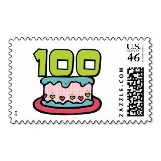 100 Year Old Birthday Cake Postage Stamp