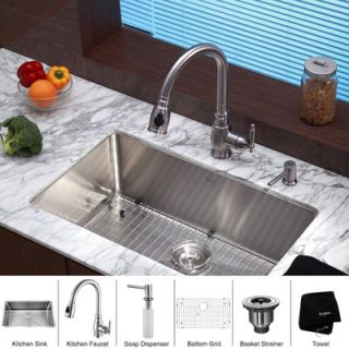 Kraus Stainless Steel Undermount 30 Single Bowl Kitchen Sink with